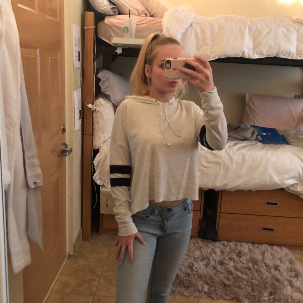White Cropped Hoodie